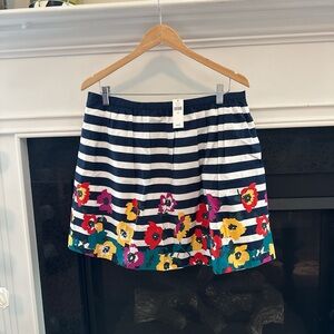 Banana Republic Navy & White Striped Mini Skirt size 12 multicolor Floral NWT